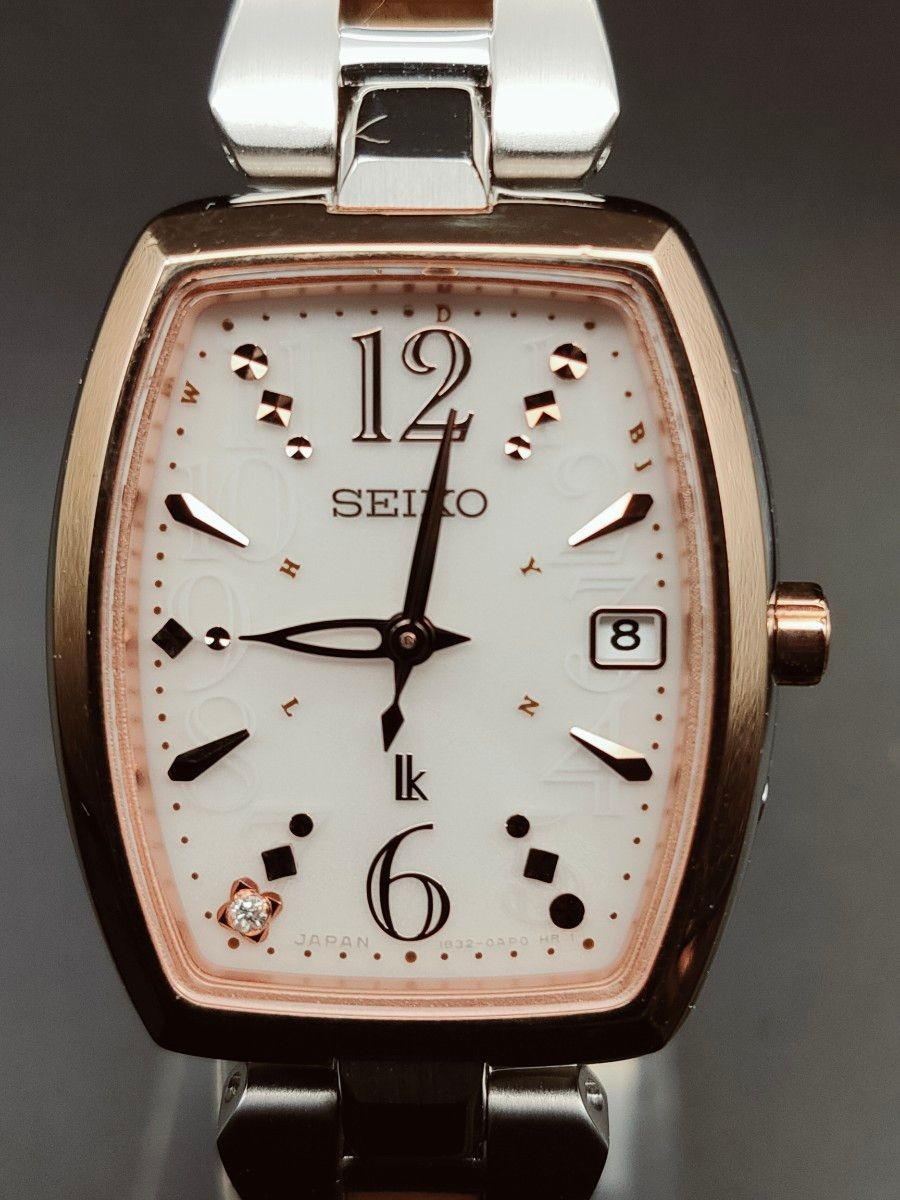 Seiko Lukia SSVW126 Lady Diamond Solar Radio Pink Dial Tonneau World Time Ladies