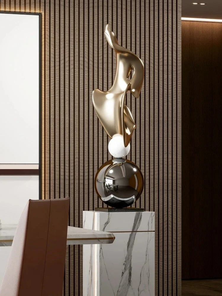 Electroplated Modern Geometric Abstract Floor Sculpture