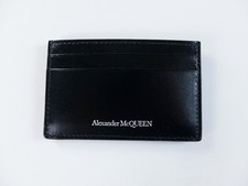  NO CUSTOMS TAX ALEXANDER MCQUEEN black classic leather card holder mini wallet