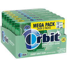 Sweet Mint Gum Sugar Free Chewing Gum, 30 Ct Mega Packs Pack of 6