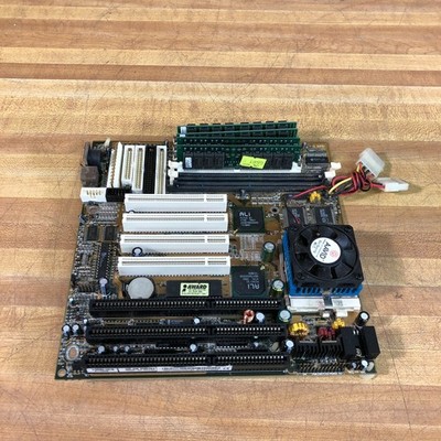 Biostar M5ATA rev 1.0 Socket 7 Baby AT Motherboard w/CPU & RAM ISA/PCI Slots