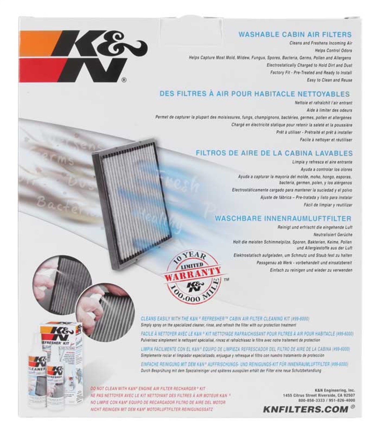 K&N VF2067 Cabin Air Filter For 14-18 Maserati Ghibli Levante Quattroporte