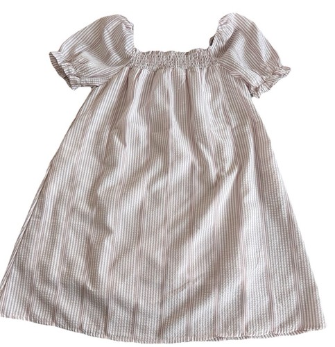 HAYDEN GIRLS Pink & White Smocked Seersucker Striped Summer Dress Tween Large - Picture 2 of 6