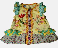 Matilda Jane Dancing Away Top features a colorful yellow floral  butterflies 2