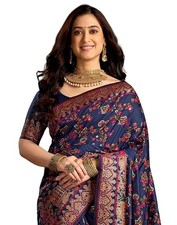 Women's Silk Kashmiri Minakari Jacquard Saree With Unstitched Blouse Piece