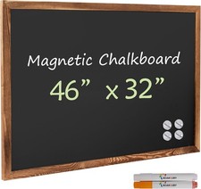 Magnetic Chalkboard Black Board 46" x 32" Extra Large Chalk Board for Wall Decor