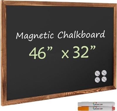 Magnetic Chalkboard Notice Black Board 46'' x 32'' Wall Mounted for School & Home