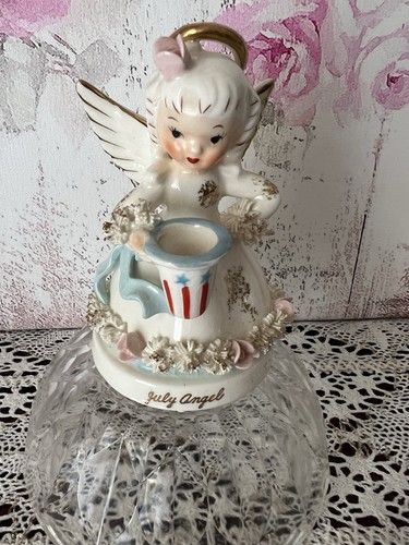 Vintage Napco Juli Geburtstag Engel 4" S407N