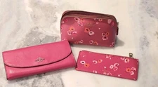 COACH Pink Wildflower Dahlia Pop Envelope WALLET F53771 Pouch F65441 