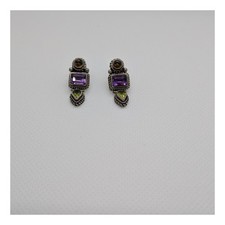 925 Sterling Silber Amethyst Peridot Ohrhänger Multi Edelstein