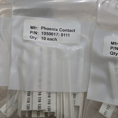 24x Phoenix Contact 1050017:0111 Terminal Block Marker, White, Black Print