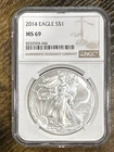 2014 $1 American Silver Eagle NGC MS69 Brown Label