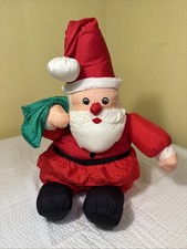 Christmas VTG 91 Santa Claus By International Silver Co Nylon 16" Stuffed PLUSH