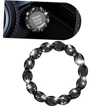 1 PC Crystal Push to Start Button Cover, Sparkling Car Engine Start Black