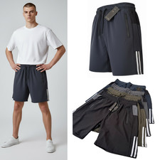 Men’s Gym Shorts Quick Dry Workout Running Training Football with Zipped Pockets