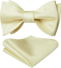 Bow Ties for Men Solid Color Self Tie Bow Tie Pocket Square Set Classic Formal S