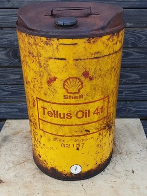 Vintage Shell Ölfass - Ölkanne - 5,49 Gallonen - Tellus Öl 46 B22M7. Leer.