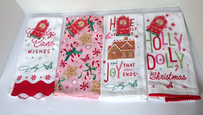 Mainstream Dolly Parton Christmas Kitchen Towels Set of 4 New with Tags
