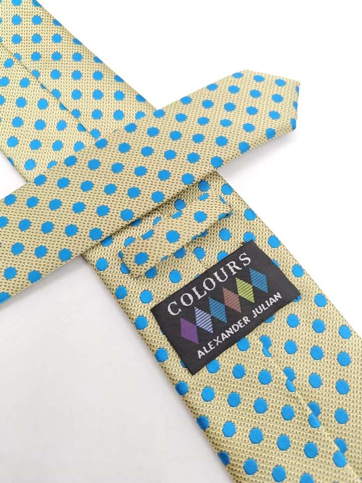 🇺🇲 Corbata de seda a lunares azul verde Alexander Julian colores para hombre 58x3  Foto 2 de 4