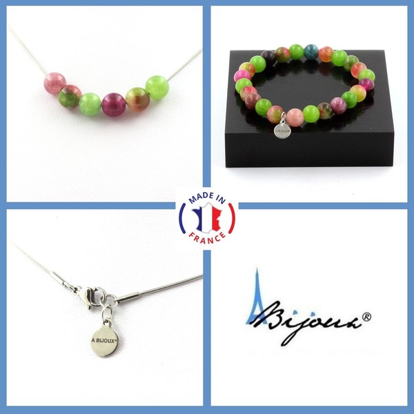Mineralien Und Edelsteine. Schmuckset Armband Halskette Perlen Turmalin-image