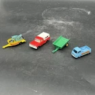 Vtg Matchbox Lesney #6 Ford Truck, #38 Honda Trailer,#91 Trailer,& #60 Morris J2