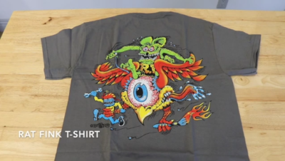 Men's Ed Big Daddy Roth Rat Fink Flying Eye Hot Rod Gray Cotton T
