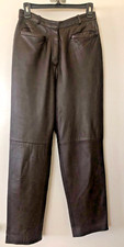 VTG Petite Sophisticate Dark Brown Leather Lined Pants 10