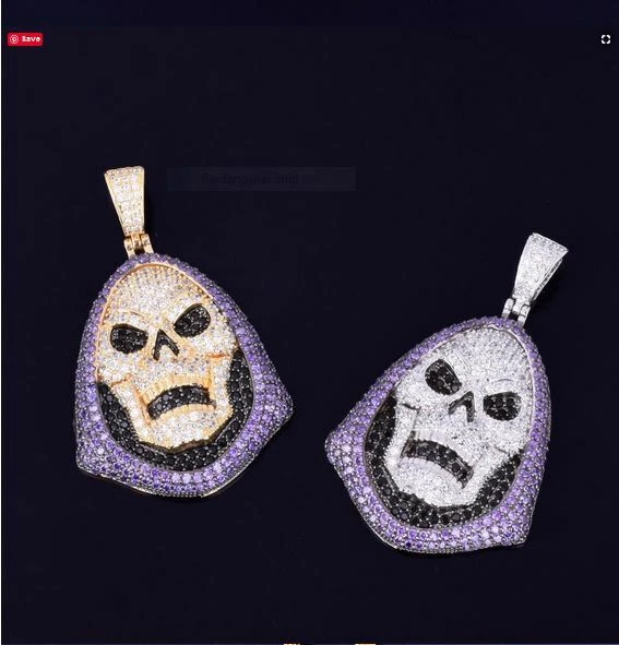 5 Ct Round Cut Simulated Amethyst Men's Hooded Skull Pendant 925 Sterling Silver - Image 3 of 4