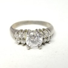 Vintage Sterling Silver Sparkly Rhinestone Cluster Ring, Size 7 Band, Estate