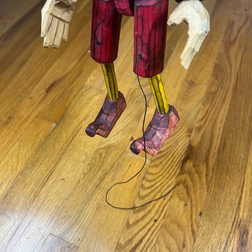 Marionette Jester Puppet Handmade Wooden Carved Puppet 16" - Picture 12 of 15