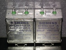 Two NOS vintage Siemens capacitors 500uF 40V Klangfilm audio W. Germany 500mfd