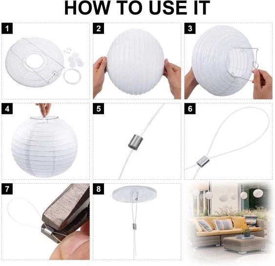 Linternas de papel blanco de 20 cm para cumpleaños boda fiesta de año nuevo Reino Unido Foto 3 de 4