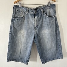 VNTGE SEAN JOHN JEAN SHORTS LT WASH MENS SIZE 36 HOLES WEAR FADE DESTROYED Y2K