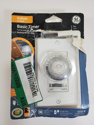 GE Indoor In-Wall Basic Timer 24 Hour Programmable Dial 15325 CFL & LED Ready
