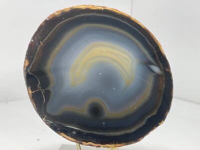 Achatscheibe, Achat Geode Achatscheibe poliert - Vitrinensockel