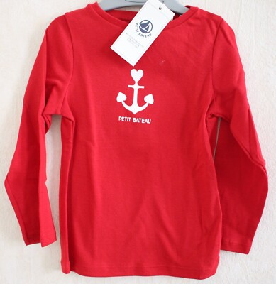 Pyjama BÃ©bÃ© Fille PiÃ¨ces Neuf Tee-shirt PETIT BATEAU Ans Rouge Ancre  Blanche Manches
