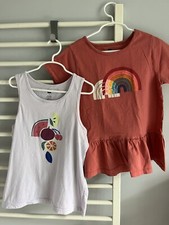 Tea Collection Lot of 2 Summer Tops Fruit Tank Rainbow Ruffle Pink 12 10