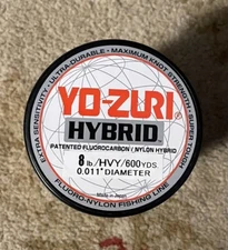 Yo-Zuri Hybrid Fluorocarbon Fishing Line 8lb 600yd Spool Hi Vis Yellow