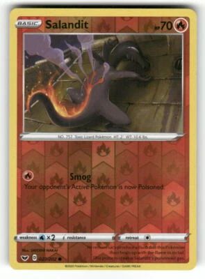 Pokemon TCG SWSH01: Sword & Shield Base Set #027/202 Salandit Reverse Holo - Image 1 of 2