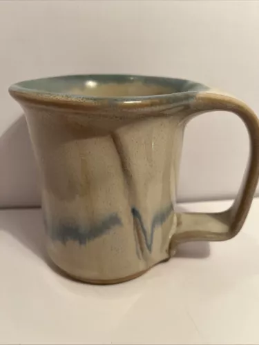 Bay Studio Art Pottery Mug Coffee Tea Signed Vintage 12 Ounces 4 Inches Tall