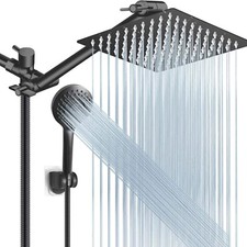 10" Black Shower Combo Rainfall High Pressure Shower Head with Handheld Sprayer