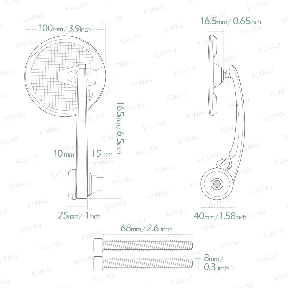 Mirrors round threaded bar end slim mat carbon fiber fits Indian Scout Bobber — 第 2/4 张图片
