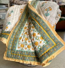 Indian Handmade Block Print Quilt Jaipuri razai Cotton Quilt housewarming Floral