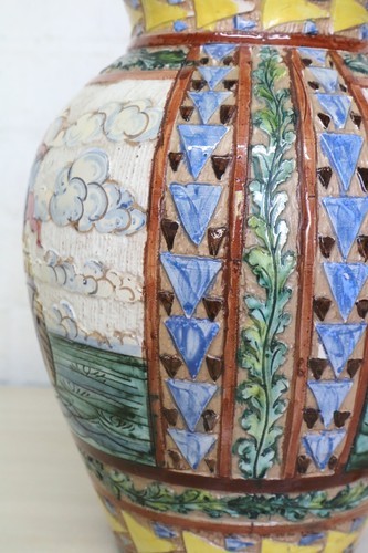 Table Lamp Italian Deruta Polychrome Majolica Ceramic Lamp Early 20th C. - Picture 8 of 23