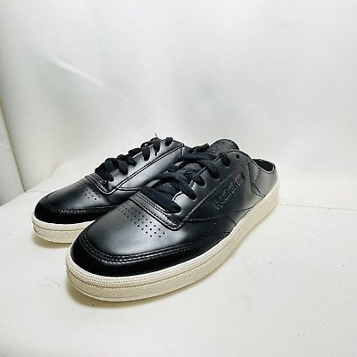 Reebok Sneakers Women's Size 8 Black Leather Low Top Slip On Shoes ...