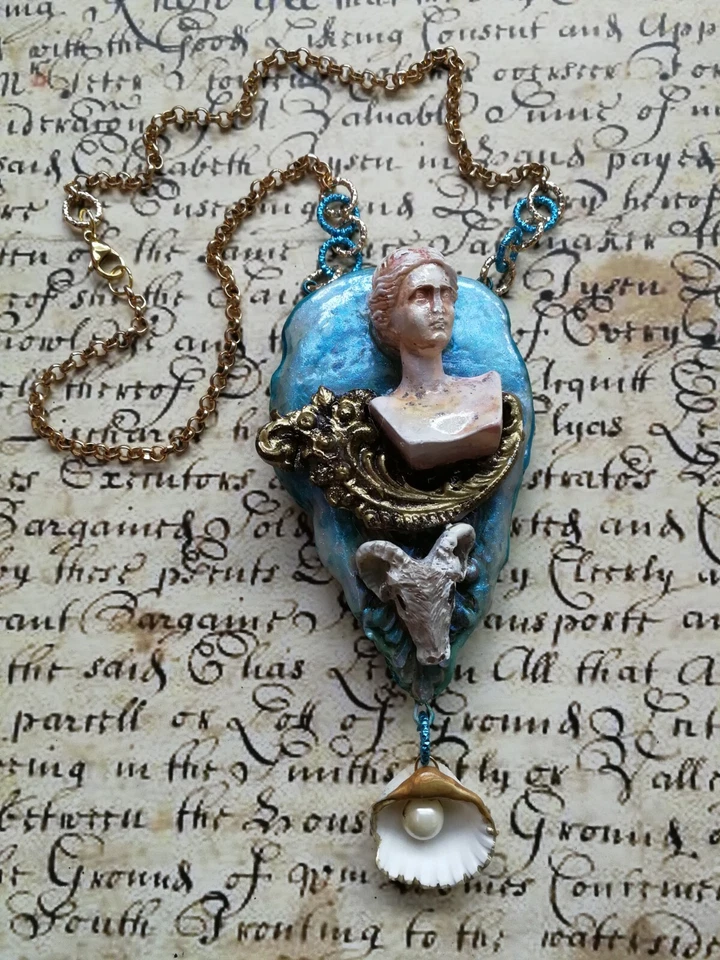 Joyería Collar Colgante Antiguo Barroco Belle Epoque Art Deco Nouveau Joya Babero Foto 2 de 4