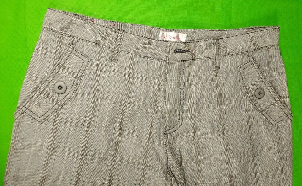 Xhilaration Pantalón Vaquero Mujer Pierna Ancha Gris Cuadros Talla 13 100% Algodón Foto 3 de 4