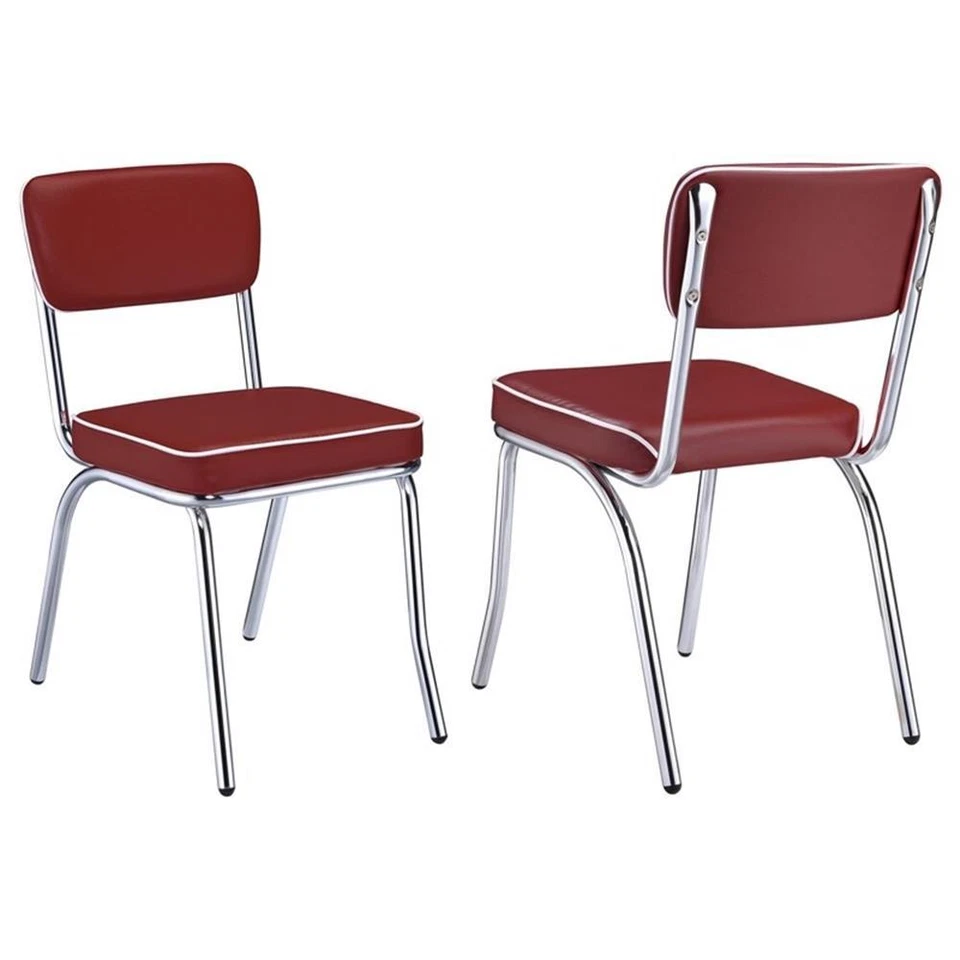 Coaster Retro Dining Side Chair in Red and Chrome (Set of 2) - Image 4 of 4