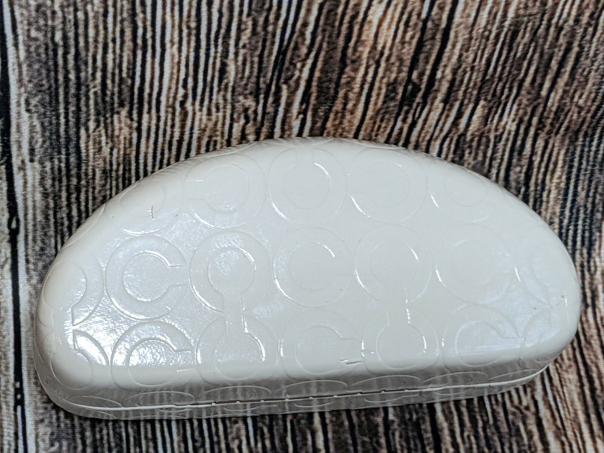 Coach White Faux Leather Sunglasses Case & Cleaning Cloth 3\
