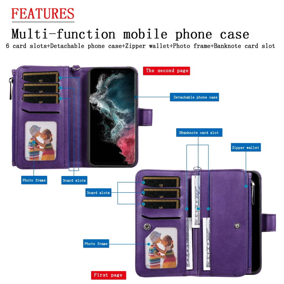 For iPhone 16 15 14/13/12/11 Pro Max SE3 Luxury Retro Leather Wallet Phone Case - Image 2 of 4